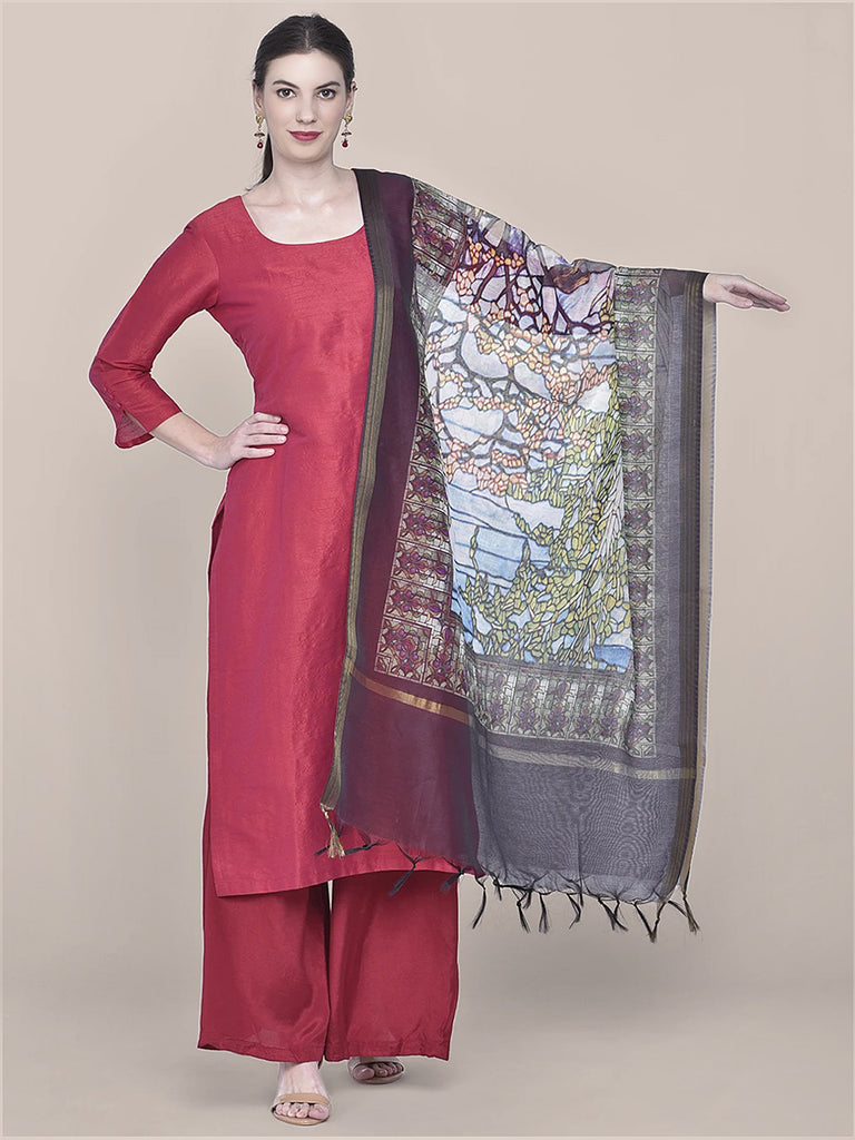 Digital Printed Multicoloured Silk Dupatta freeshipping - Dupatta Bazaar