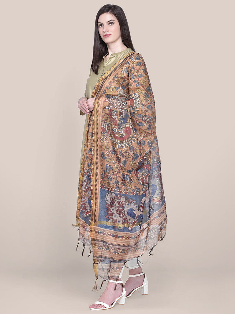 Digital Printed Brown Silk Dupatta freeshipping - Dupatta Bazaar