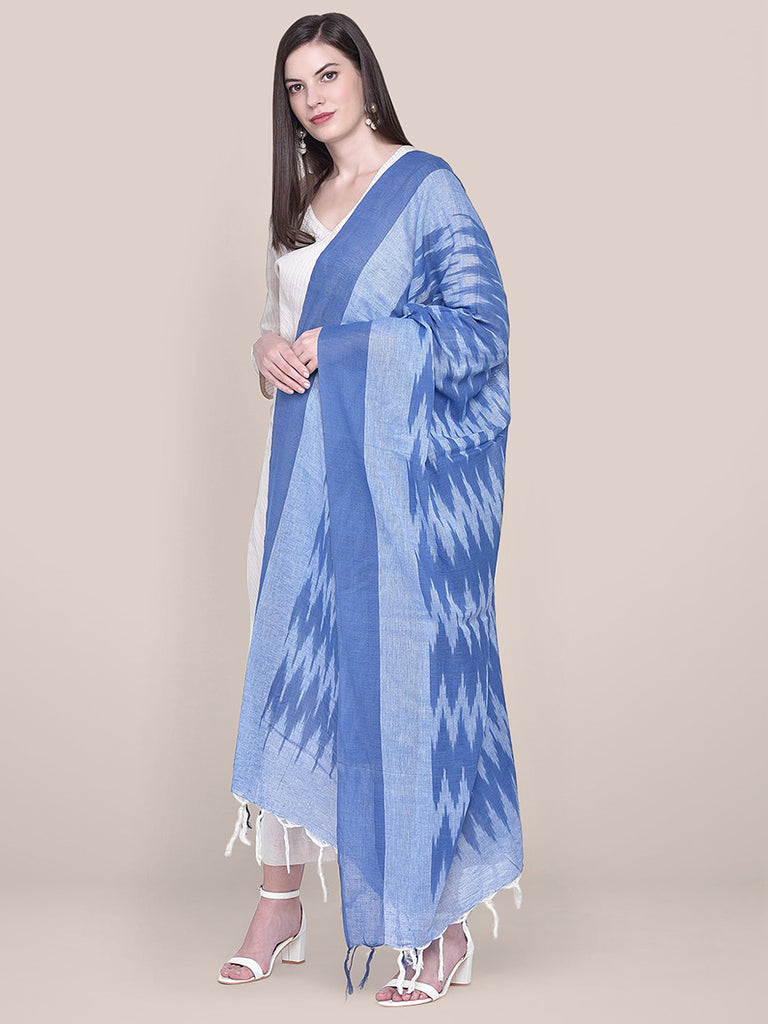 Blue Ikat Dupatta freeshipping - Dupatta Bazaar