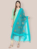 Turquoise Blue Organza Dupatta. freeshipping - Dupatta Bazaar