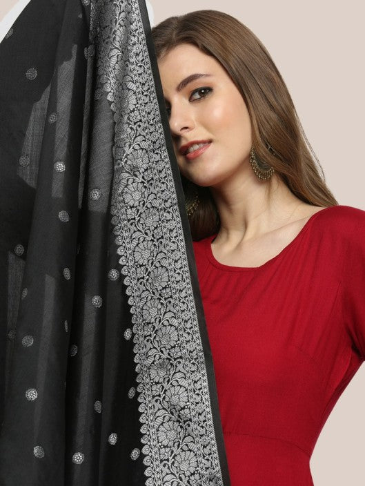 Black anarkali with banarasi dupatta online