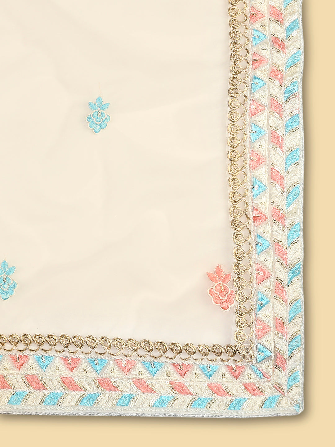 Cream Fringe Dupatta