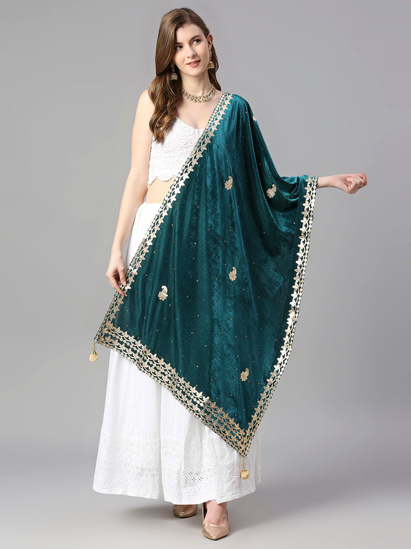 Black Velvet Dupatta with Gotta Patti Work main image 0