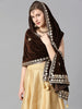 Gotta Patti Work Velvet Brown Dupatta With Danglers