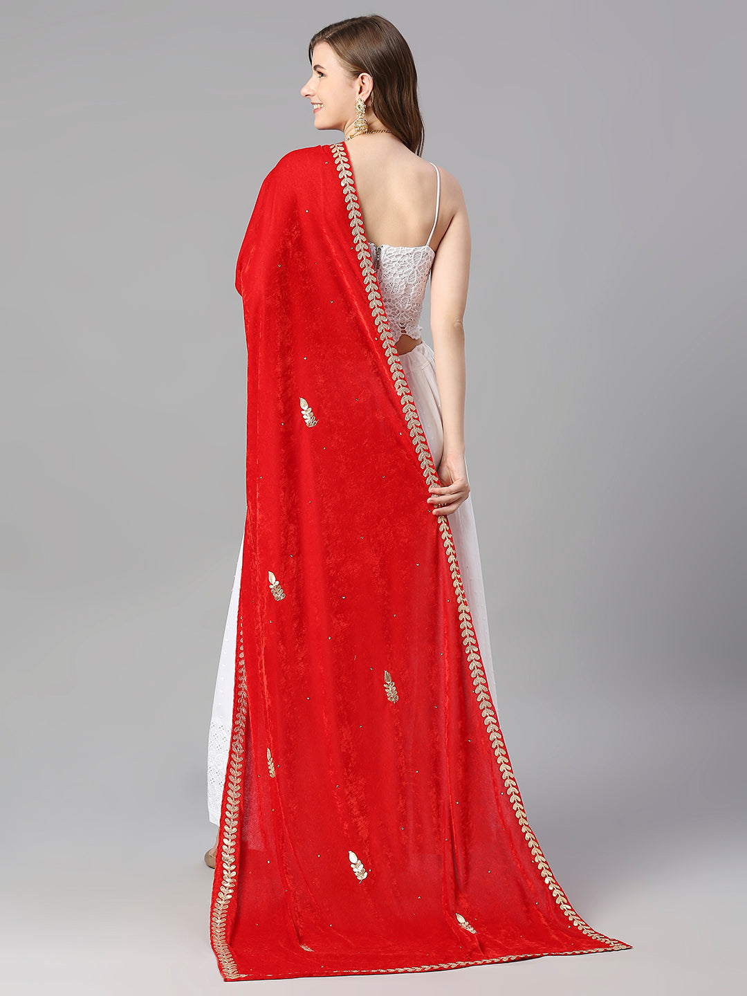 Bottle Green Gotta Patti Velvet Dupatta main image 1