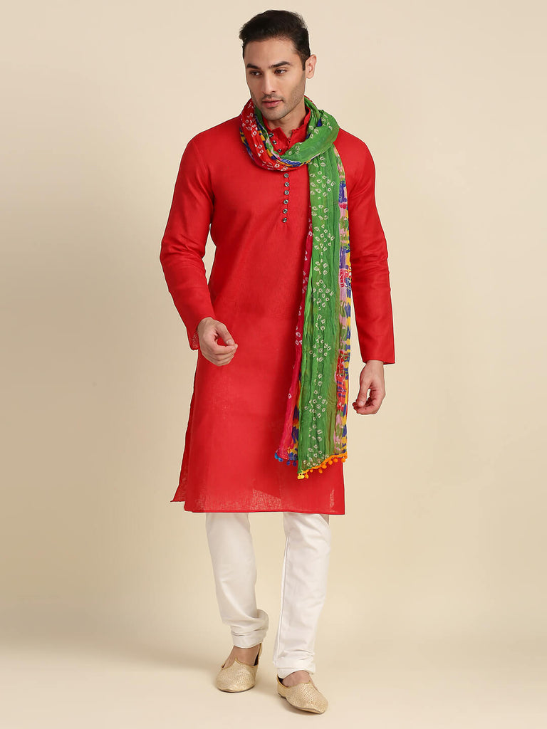 Men's Multicoloured Bandhini Chiffon Dupatta