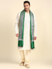 Men's Green & Silver Banarasi Silk Dupatta for Kurta/Sherwani/Achkan