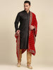 Men's Red Velvet Embroidered Dupatta for Kurta/Sherwani/Achkan