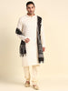 Men's Black & White Batik Dupatta for Kurta/Sherwani/Achkan
