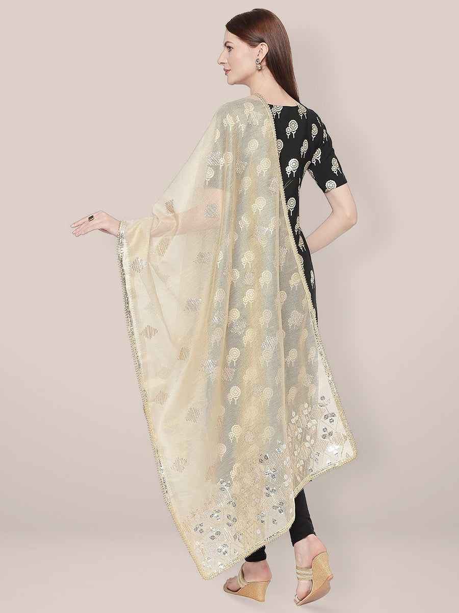 Cream Gotta Patti Silk Dupatta main image 1
