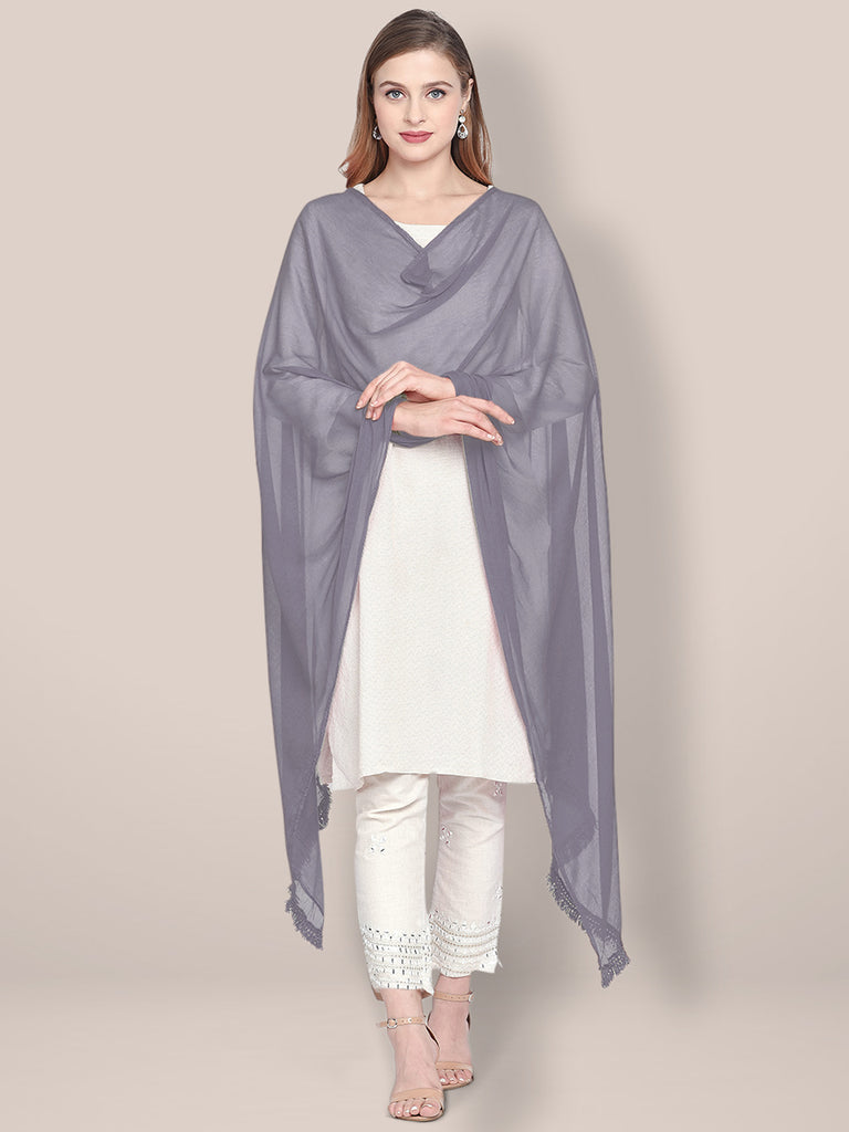 Solid Grey Chiffon Dupatta. freeshipping - Dupatta Bazaar