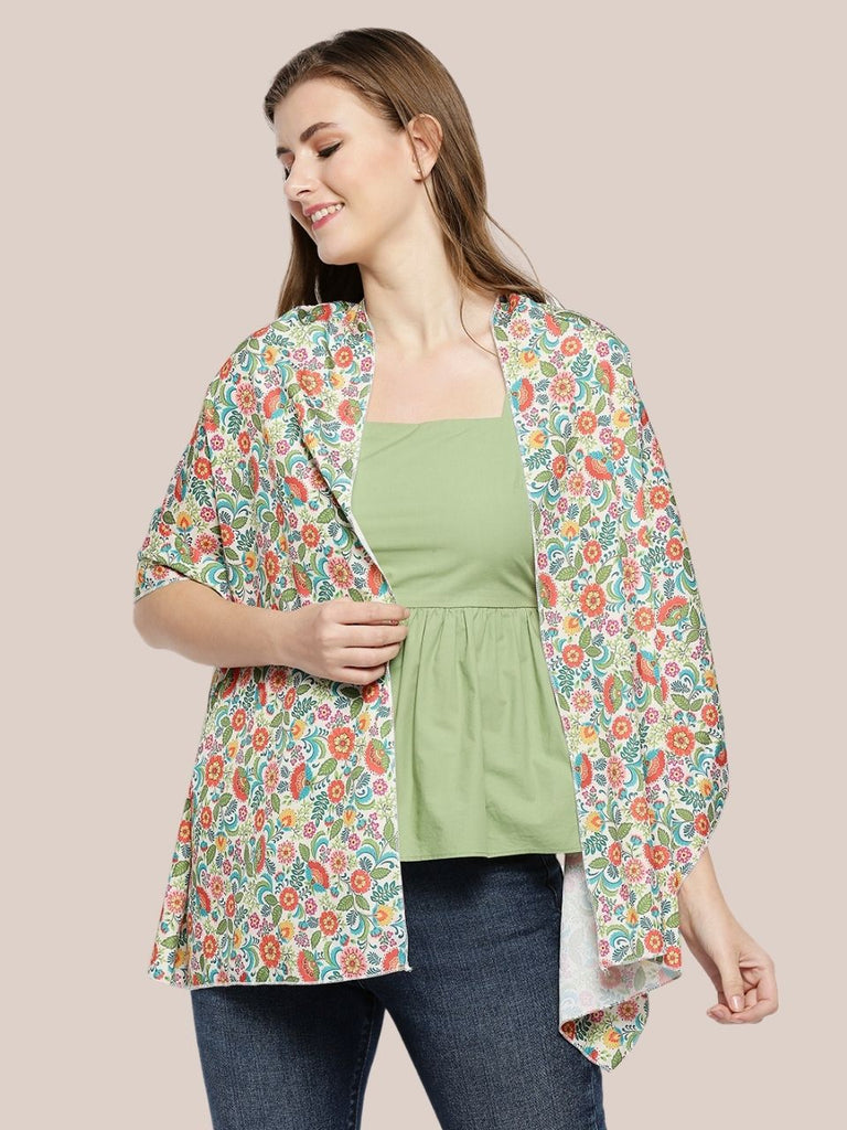 Quirky floral Printed French Crepe Scarf/Stole