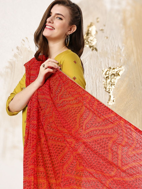 Chandrika Red Bandhini Dupatta