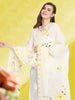 Cream & Yellow Hand Painted Pure Cotton Dupatta