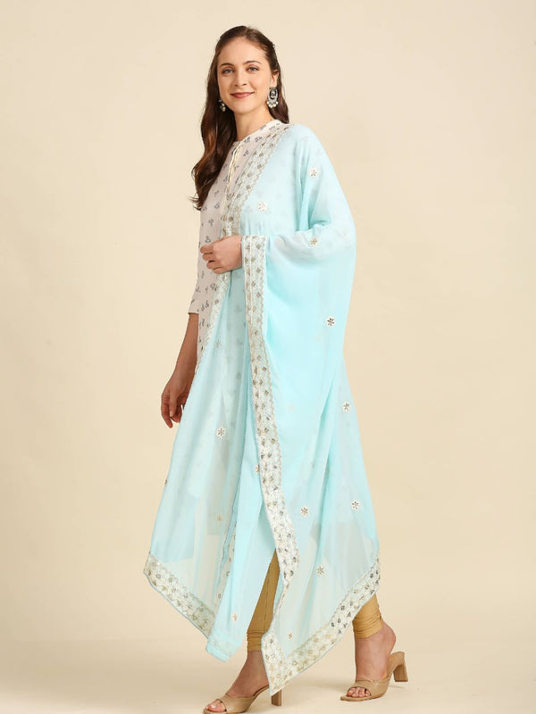 Fawn Embroidery Georgette Dupatta