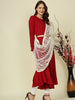 Embroidered Off White Net Dupatta