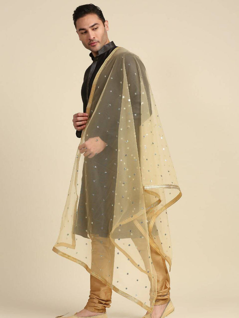 golden colour net shawl