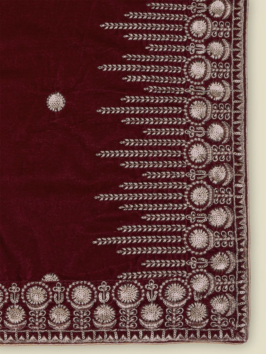 Maroon Gotta Patti Velvet Dupatta main image 1