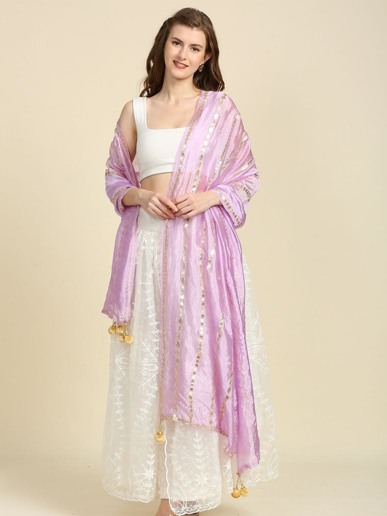 White Gotta Patti Silk Blend Dupatta main image 1
