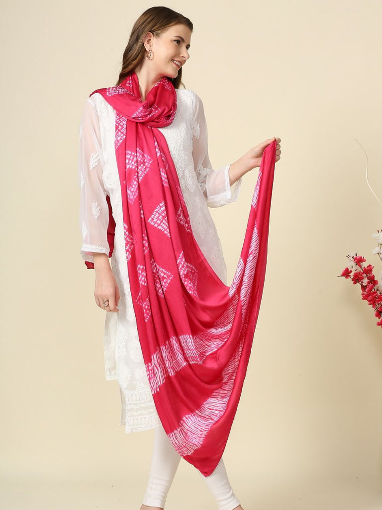 Rani Pink Printed Mulmul Dupatta main image 1