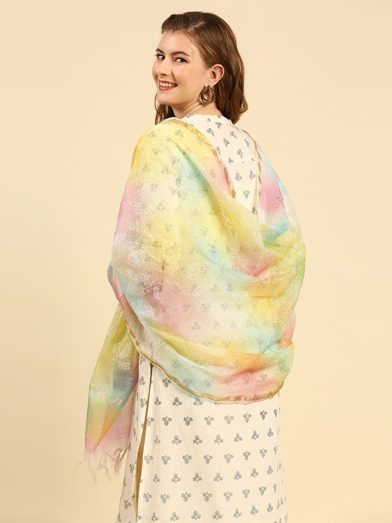Rainbow Hued Embroidered Kota Doria Dupatta – Dupatta Bazaar