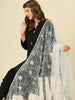 Floral Jaal Embroidered Silver Net Dupatta