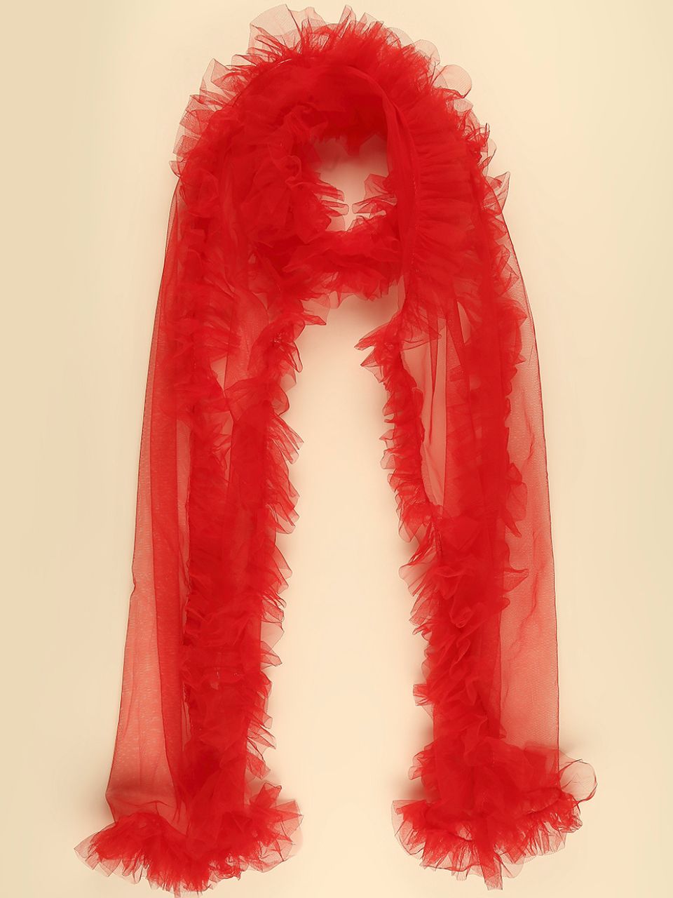 Red Net Ruffle Scarf/ Stole – Dupatta Bazaar