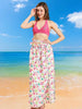 Pink & White Crepe Satin Wrap Around Skirt Sarong