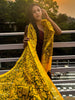 Yellow & Black Cotton Silk Printed Dupatta