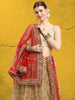 Embroidered Red Bridal & Wedding Wear Net Dupatta