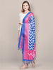 Printed Blue & Pink Art Silk Dupatta freeshipping - Dupatta Bazaar