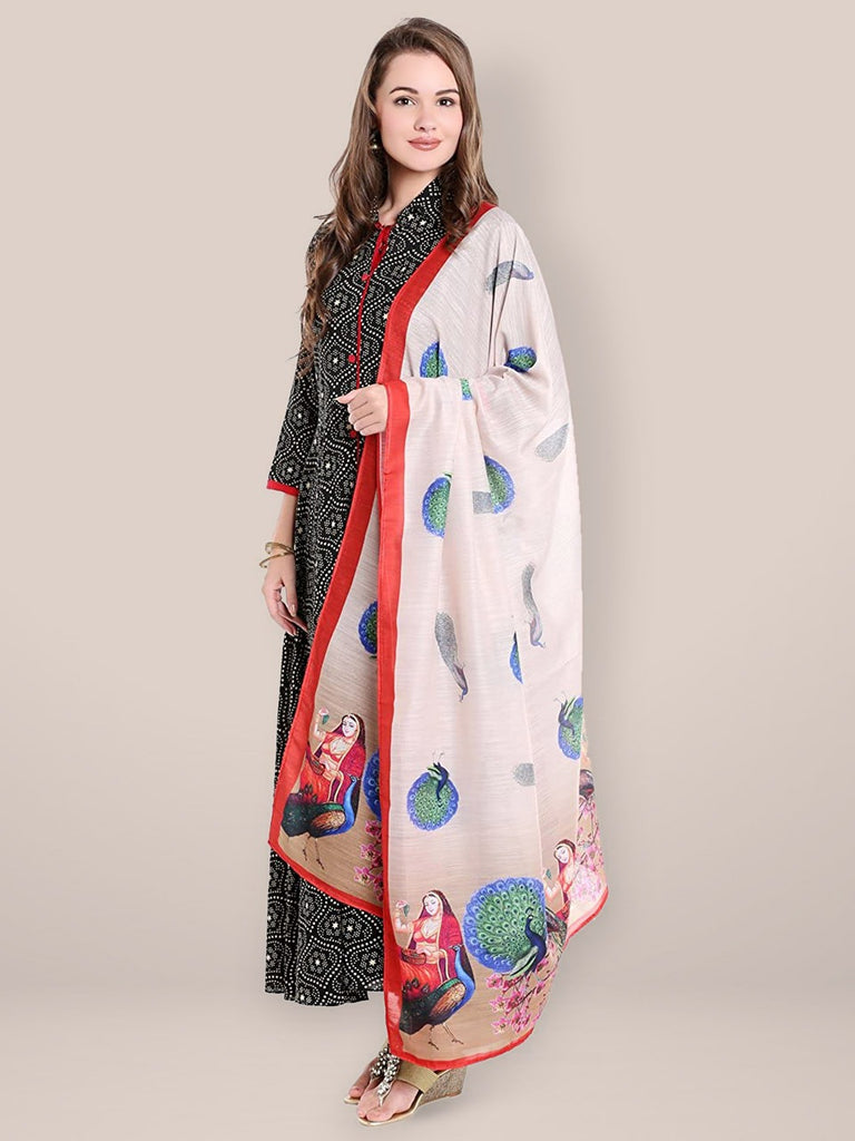 Digital Print Cotton Satin Dupatta freeshipping - Dupatta Bazaar