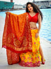 Red & Orange Banarasi Bandhej Gharchola Silk Dupatta freeshipping - Dupatta Bazaar